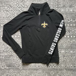 Victoria’s Secret PINK New Orleans Saints Quarter Zip Top Small Black NFL READ